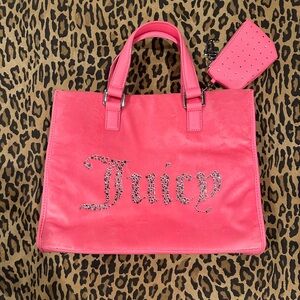 Juicy Couture Velour Rhinestone Handbag Purse W Mini Wallet